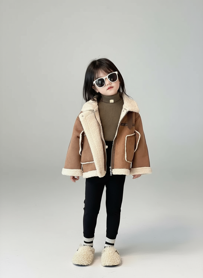 Aria Mini Shearling Aviator Jacket