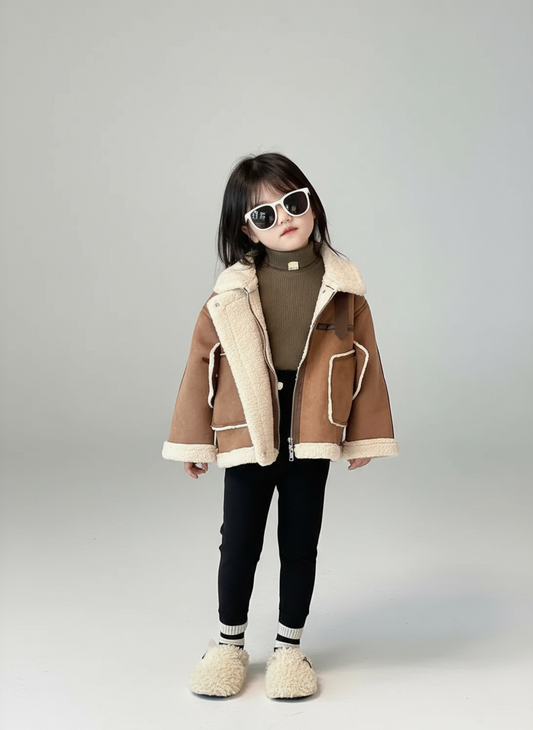 Aria Mini Shearling Aviator Jacket