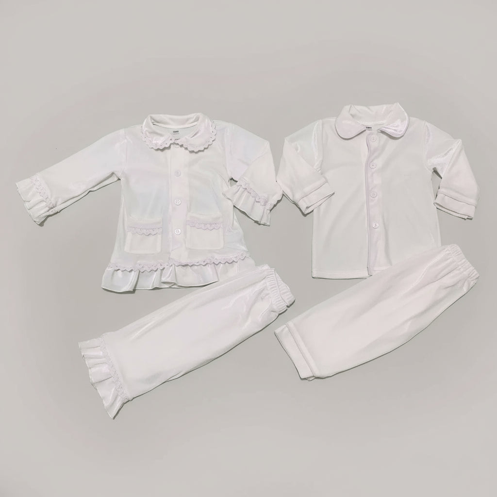 Velvet Lace-Trim Family Pajama Set