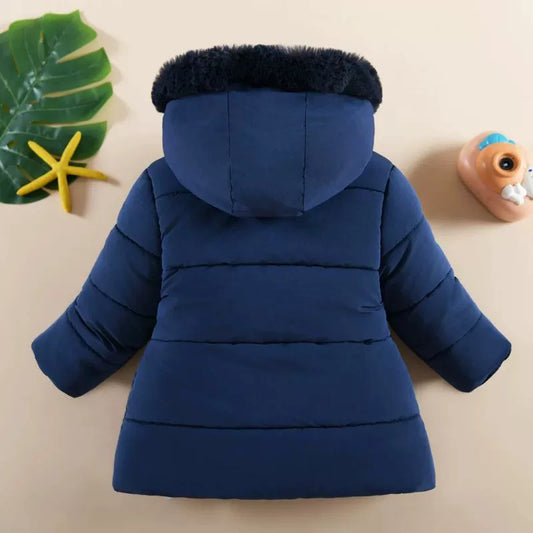 Faux Fur Bow Hooded Winter Coat