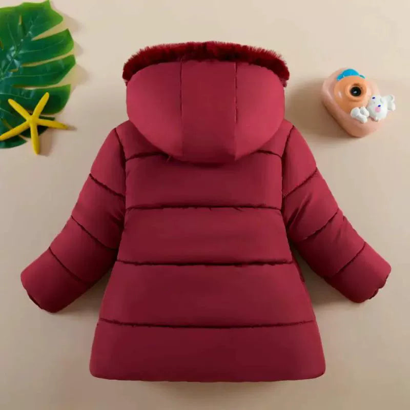 Faux Fur Bow Hooded Winter Coat