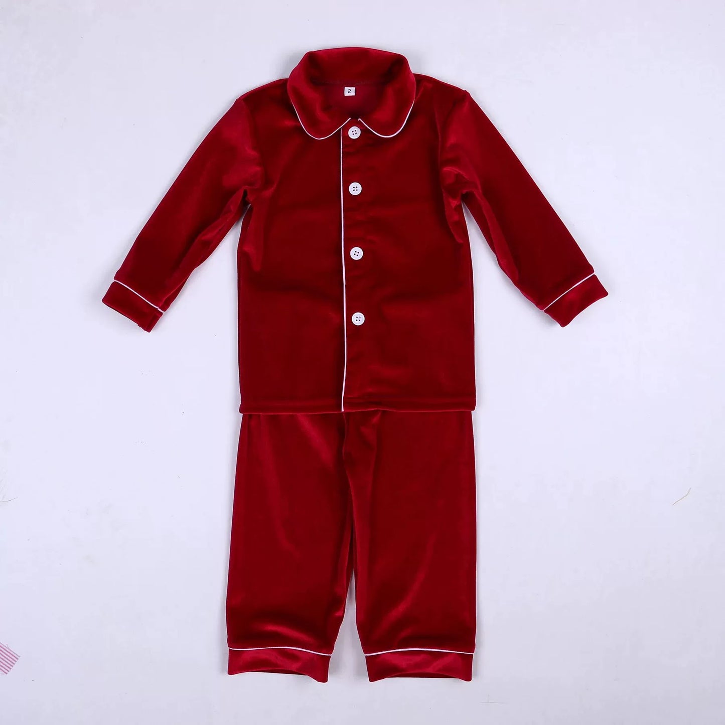 Velvet Lace-Trim Family Pajama Set