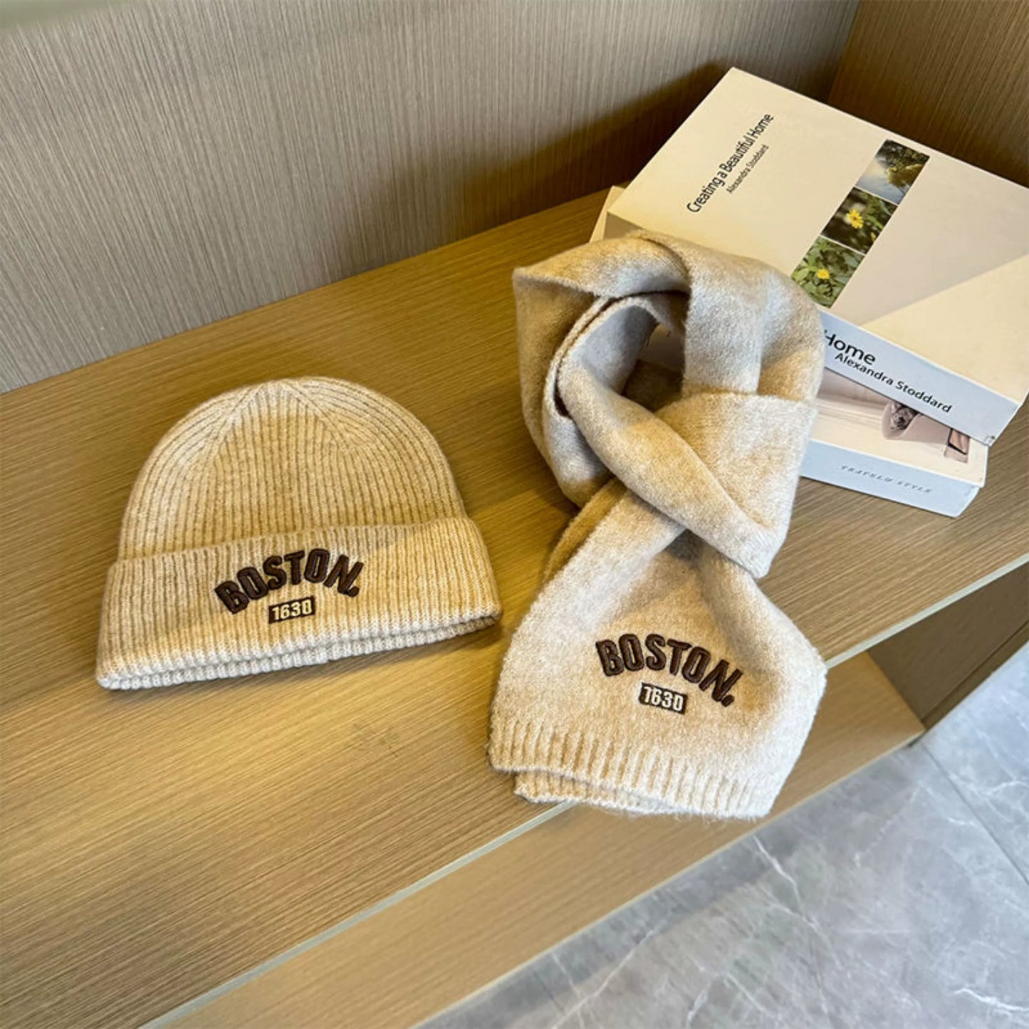 Boston Knit Beanie & Scarf Set