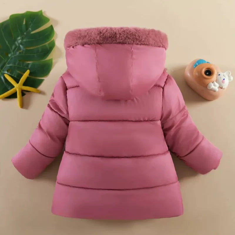 Faux Fur Bow Hooded Winter Coat