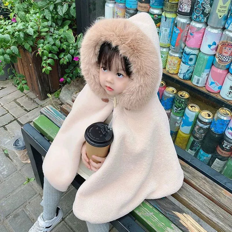 Aurora Faux Fur Hooded Cape