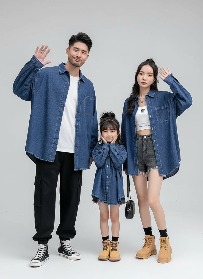 Urban Denim Matching Family Shirt Set