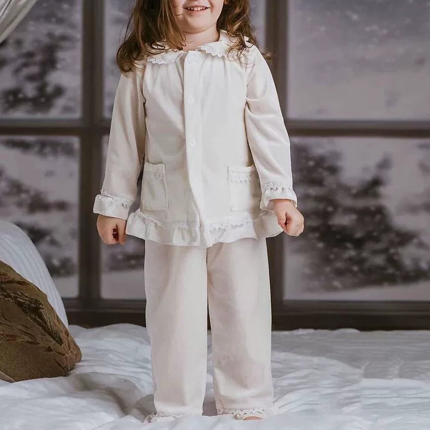 Velvet Lace-Trim Family Pajama Set