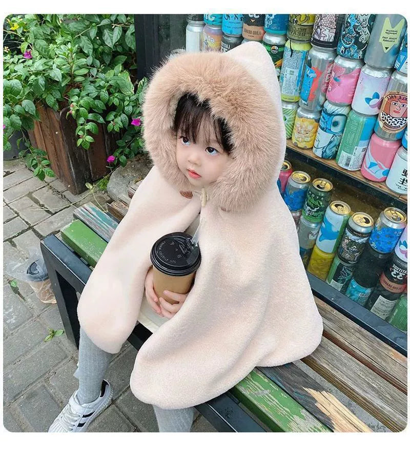 Aurora Faux Fur Hooded Cape