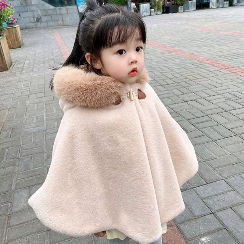 Aurora Faux Fur Hooded Cape