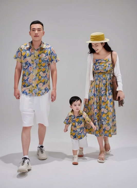 Golden Bloom Family Matching Outfit Set