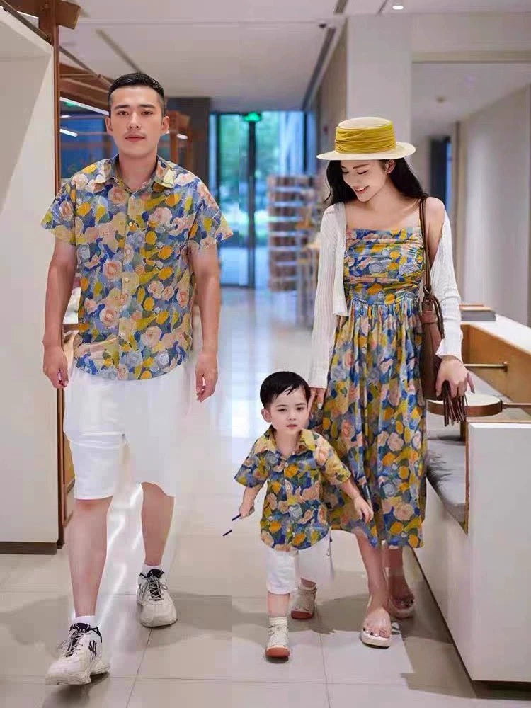 Golden Bloom Family Matching Outfit Set
