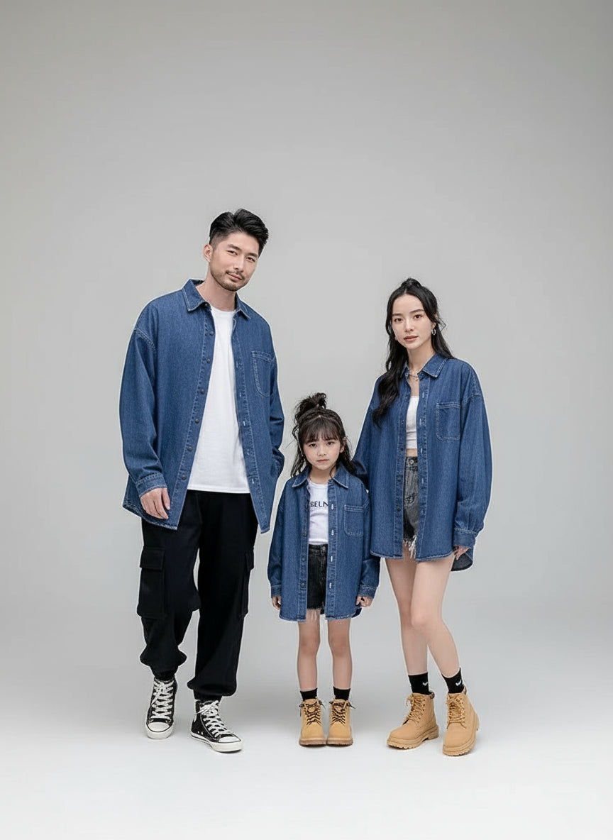 Urban Denim Matching Family Shirt Set