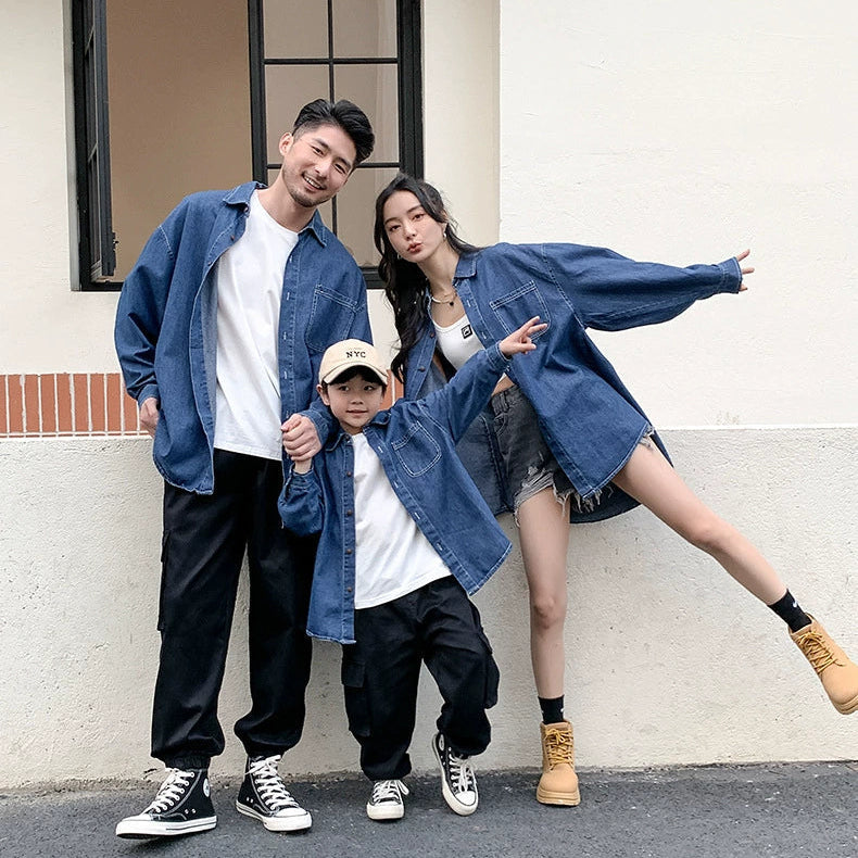 Family of three posing outdoors with text 'The Best Time for a Family' above them.