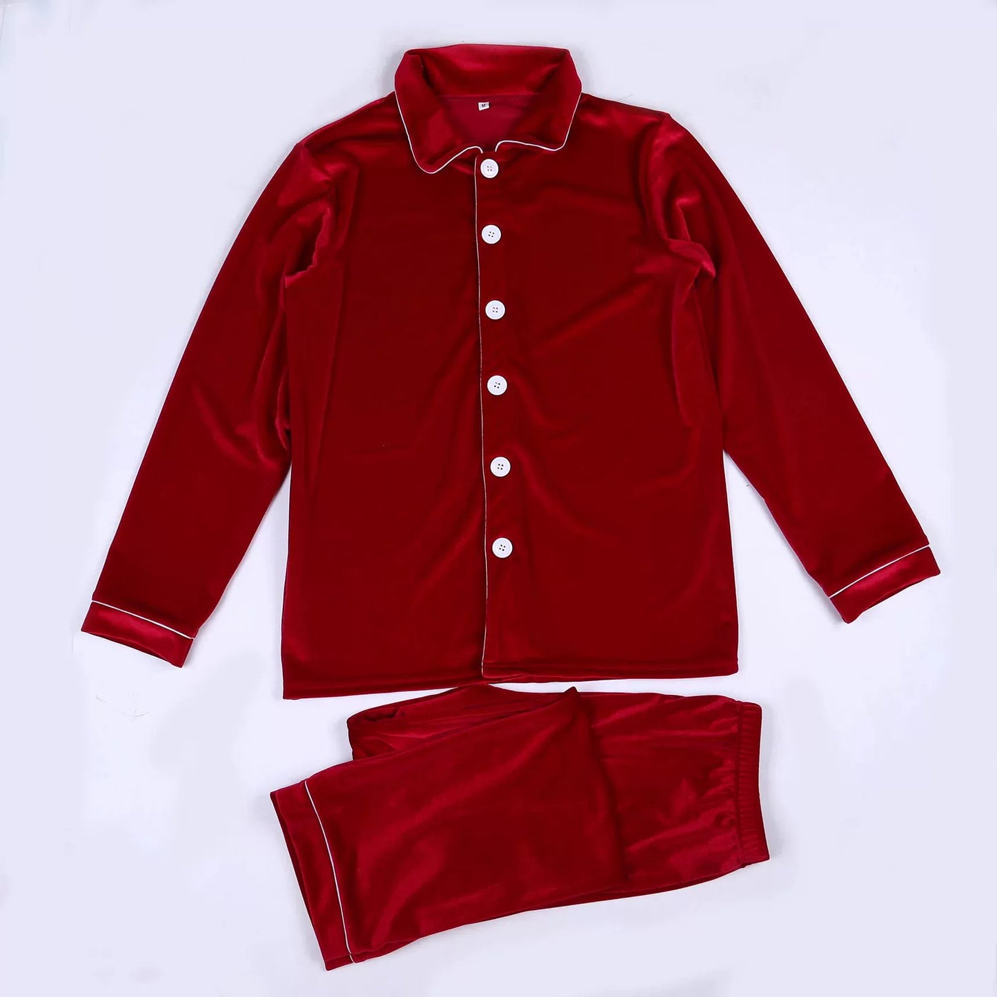 Velvet Lace-Trim Family Pajama Set