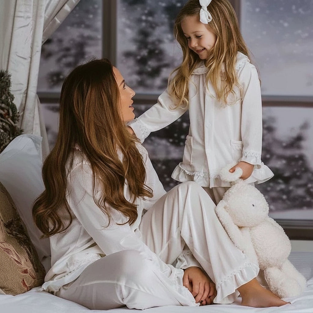 Velvet Lace-Trim Family Pajama Set